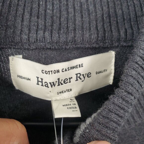 Hawker Rye 95/5 Cotton Cashmere Half-Zip Mockneck Sweater Mens Size Large NWT - Picture 8 of 15